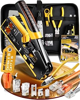 moveland Kit Pince à Sertir RJ45 Pass-Through, 30 Connecteurs | Antidérapante et précise, avec 15 x Cat6a, 15 x Cat7, outil de pose LSA et testeur de réseau, pour bricoleurs et techniciens - Amazon product rated Grade A