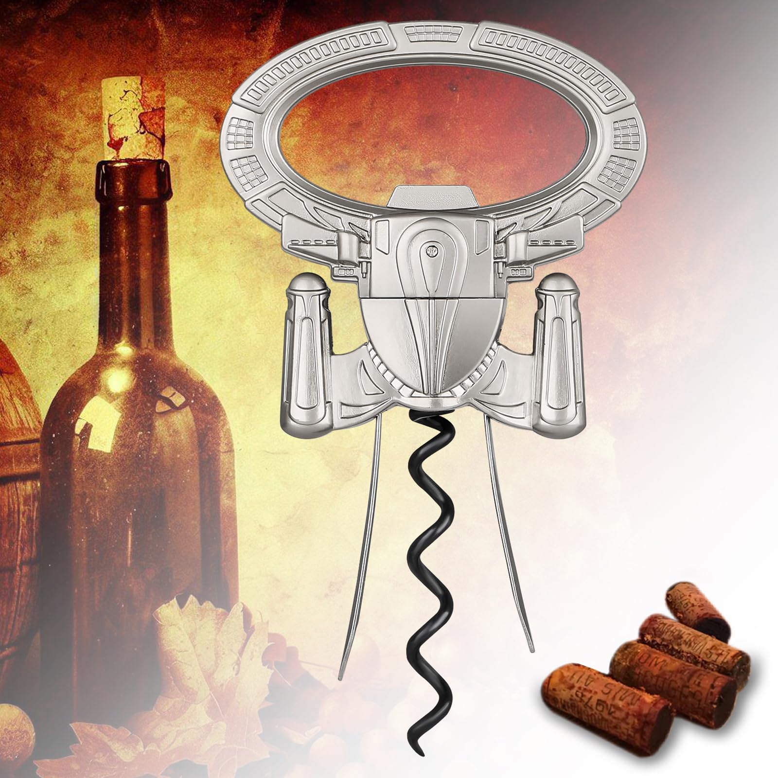 LKKCHER Ah So Cavatappi per Bottiglie di Vino Antico, Apribottiglie per Birra, Estrattore di Sughero a Due Rebbi, Cavatappi a Lame, Regalo Natale Regalo Compleanno Uomo Lui, Marito, Grigio Perla