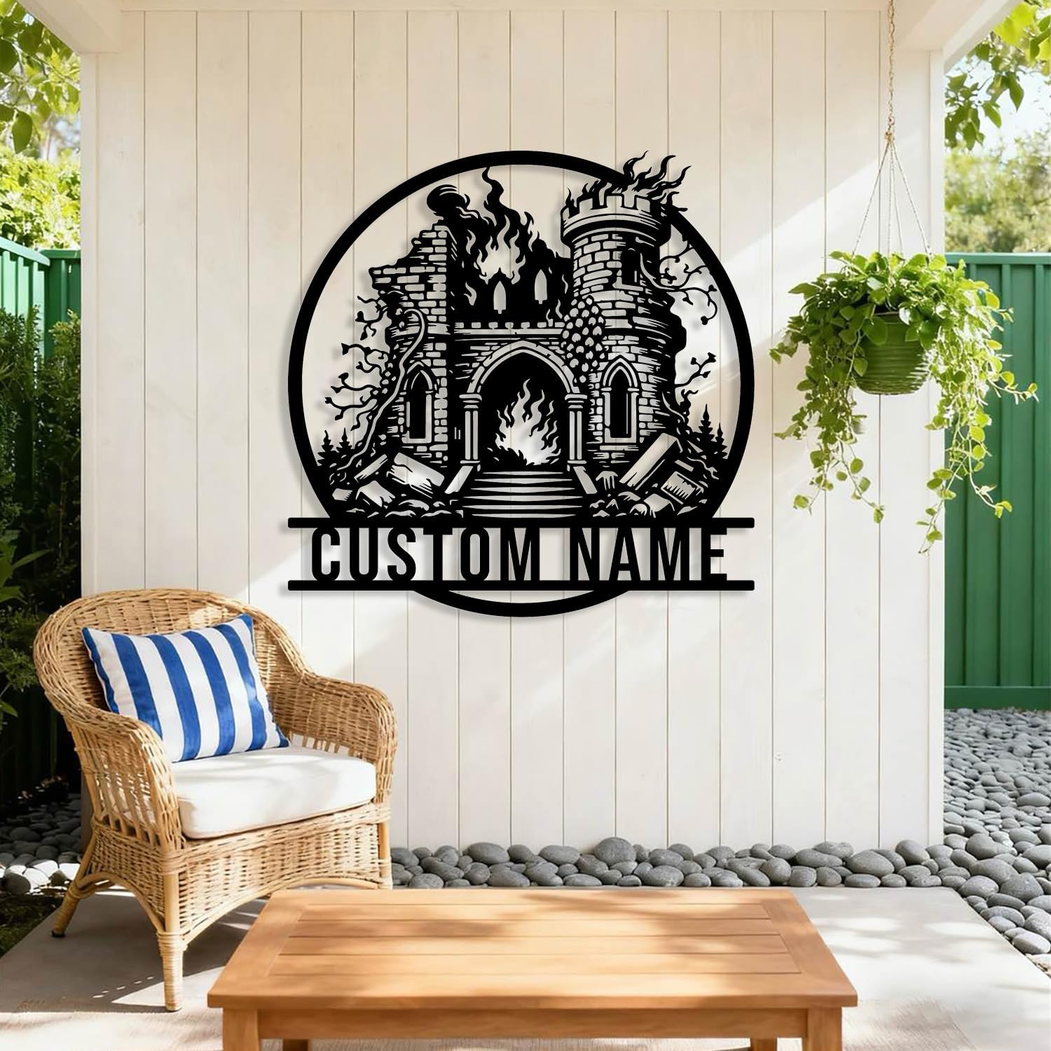 Custom Castle Metal Sign,Personalized Family Name Wall Art,Front Door Decor,Rustic Cabin Lodge Plaque,Haunted Castle Address Sign (Style-H)