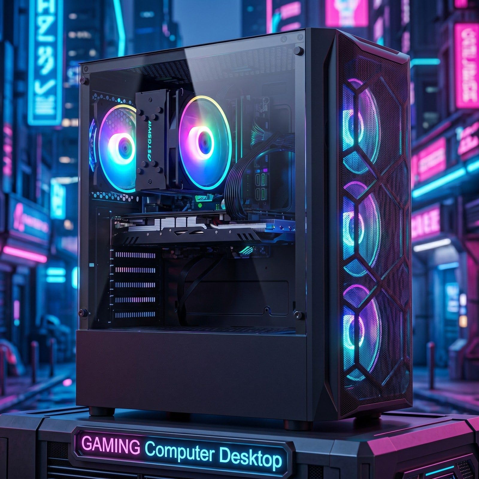 STGsivir Gaming PC, RX 580 8G, 16G RAM, 512G SSD | Gaming Computer für Streaming,Videobearbeitung,Hausaufgaben, WLAN, BT 5, 4K,HDMI,DP, Win11 Pro, ARGB