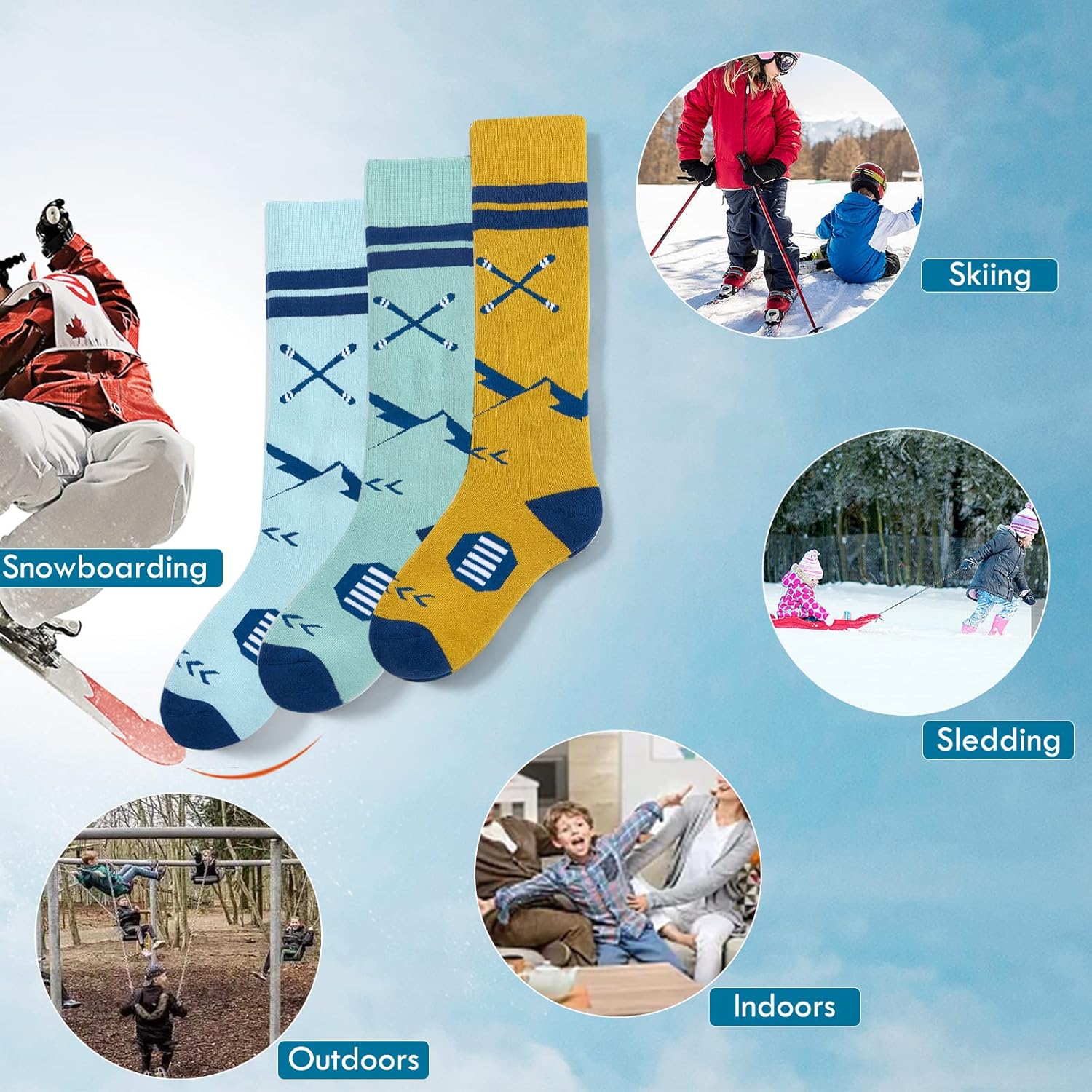 Buy Lollisy Boys Ski Socks Kids Winter Warm Socks for Boys Girls Thick