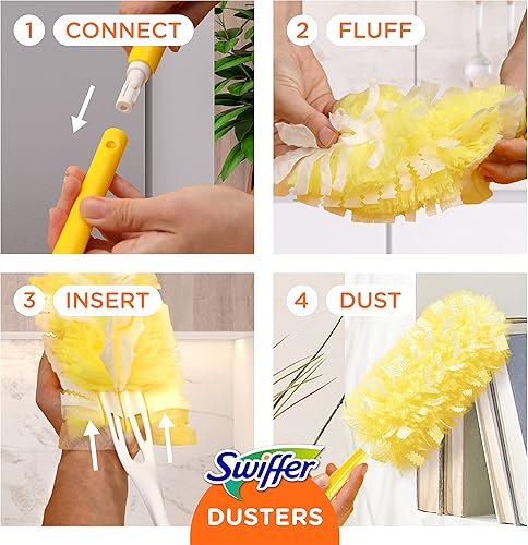 Miniatura 7 de Swiffer Plumero de ventilador de techo 360 con poste de extensión plumeros para limpieza kit de inicio con 12 repuestos