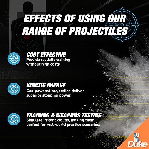 Miniatura 7 de Duke Inert Projectiles - 68 pistolas de entrenamiento de munición Cal, proyectiles de polvo no letal calibre 68, bolas de defensa personal, pistola