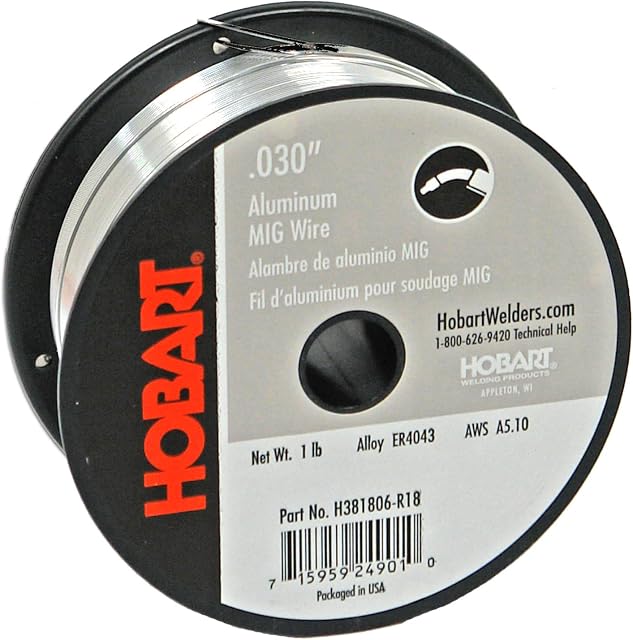 Hobart H381806-R18 Fio de solda de alumínio ER4043, 0,030 polegadas