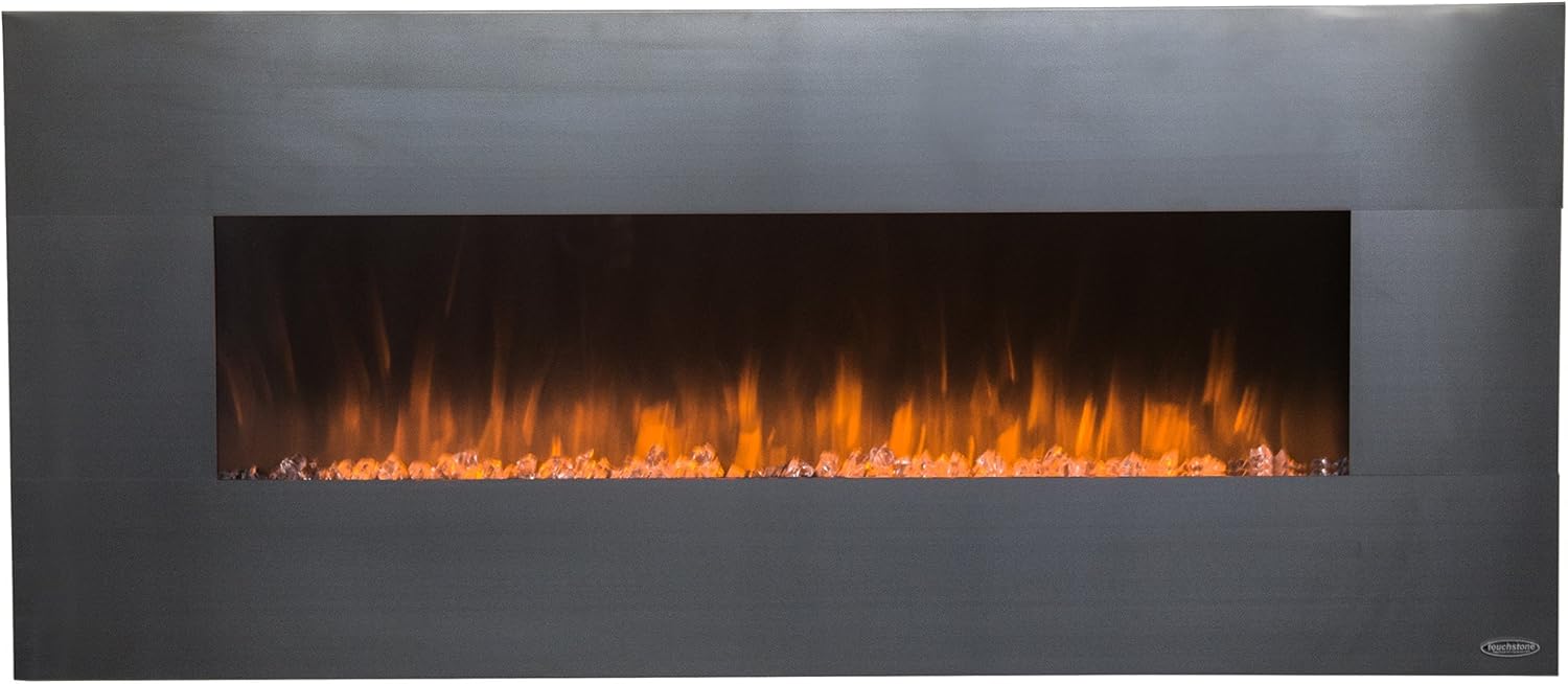 Onyx Stainless 50" Wall Mounted Electric Fireplace with Dual Heat Settings
