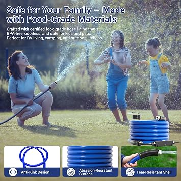 35ft Heated Water Hose for RV, Heated Drinking Water Hose, Features Energy-Saving Thermostat, Water Line Freeze Protection Down to -40F/-40C, Heated Garden Hoses with Adapter, Lead and BPA Free