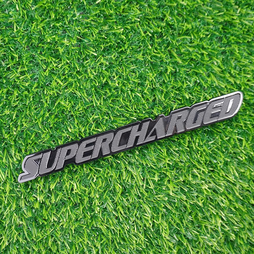 2Pc Supercharged Emblem 3D Supercharge Badge Nameplate Replacement for Hellcat Trackhawk (Black)