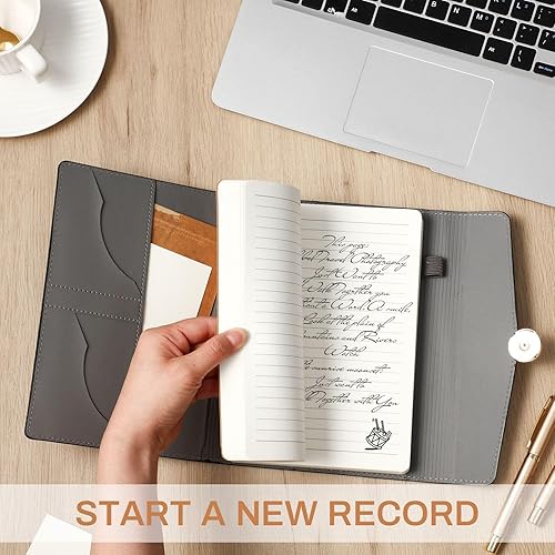 Miniatura 7 de Zhanmai 10 cuadernos de papel kraft de tapa dura de recambio de diario rayado de 5 x 8 pulgadas, cuaderno de viaje A5, 200 páginas, 100 hojas, bloc