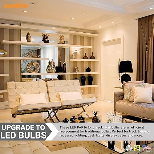 Miniatura 4 de Sunlite Foco reflector LED PAR16 41800, 6 vatios (50 W  ), 500 lúmenes, base E26 media, regulable, reflector, 90 CRI, Energy Star, listado ETL,