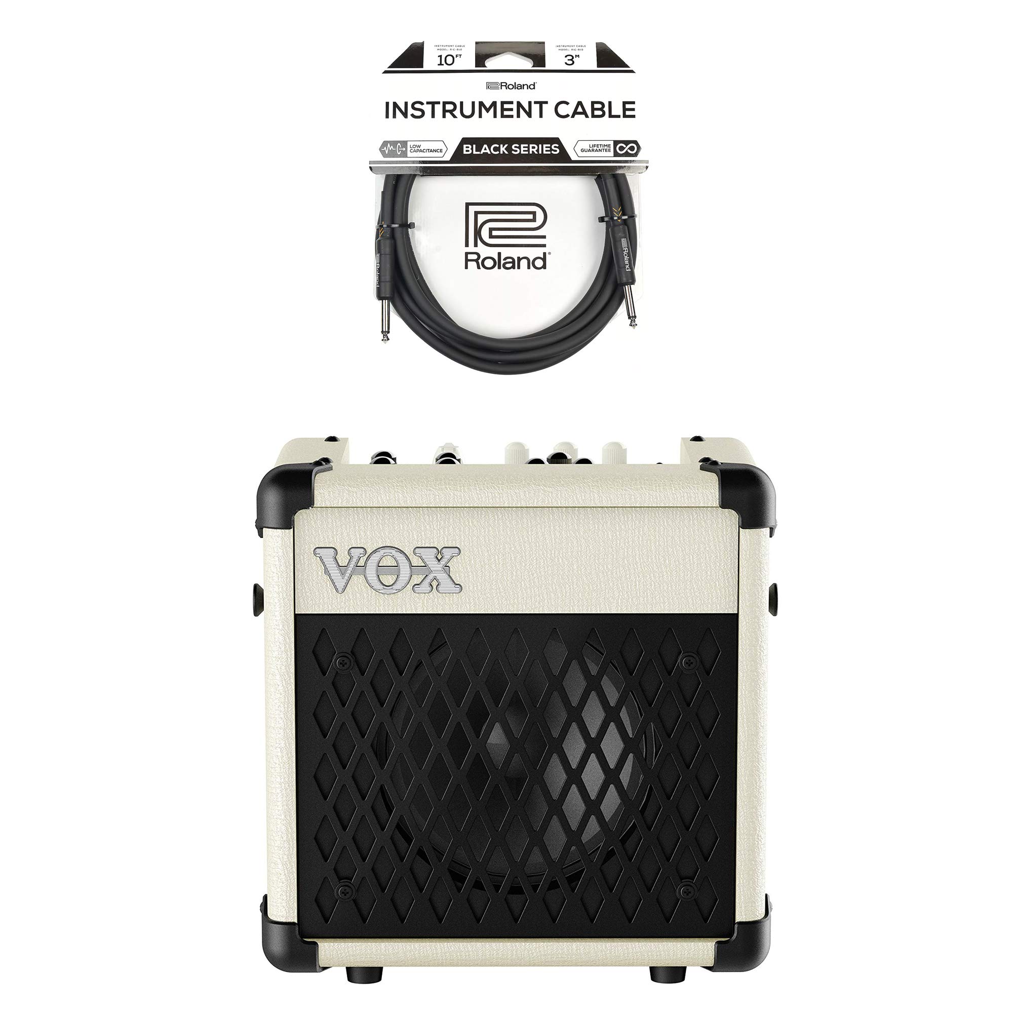 Vox Mini5 Rhythm Ivory Cable Bundle