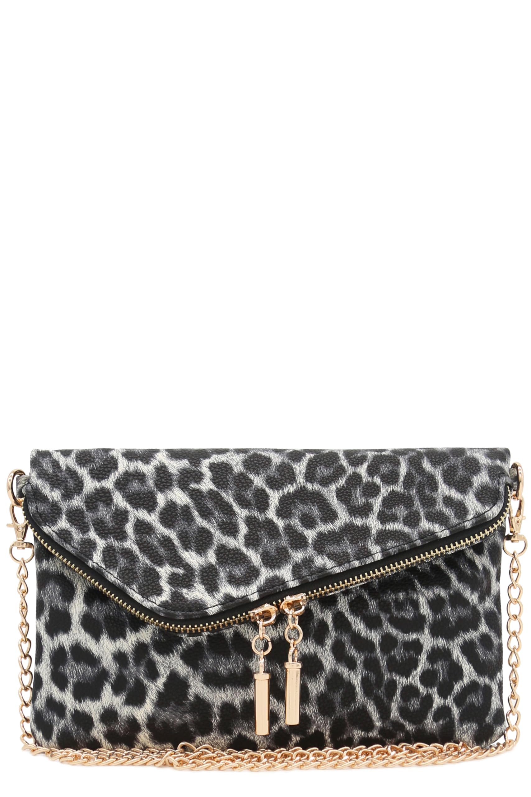 FashionPuzzle Envelope Wristlet Clutch Crossbody Bag with Chain Strap
