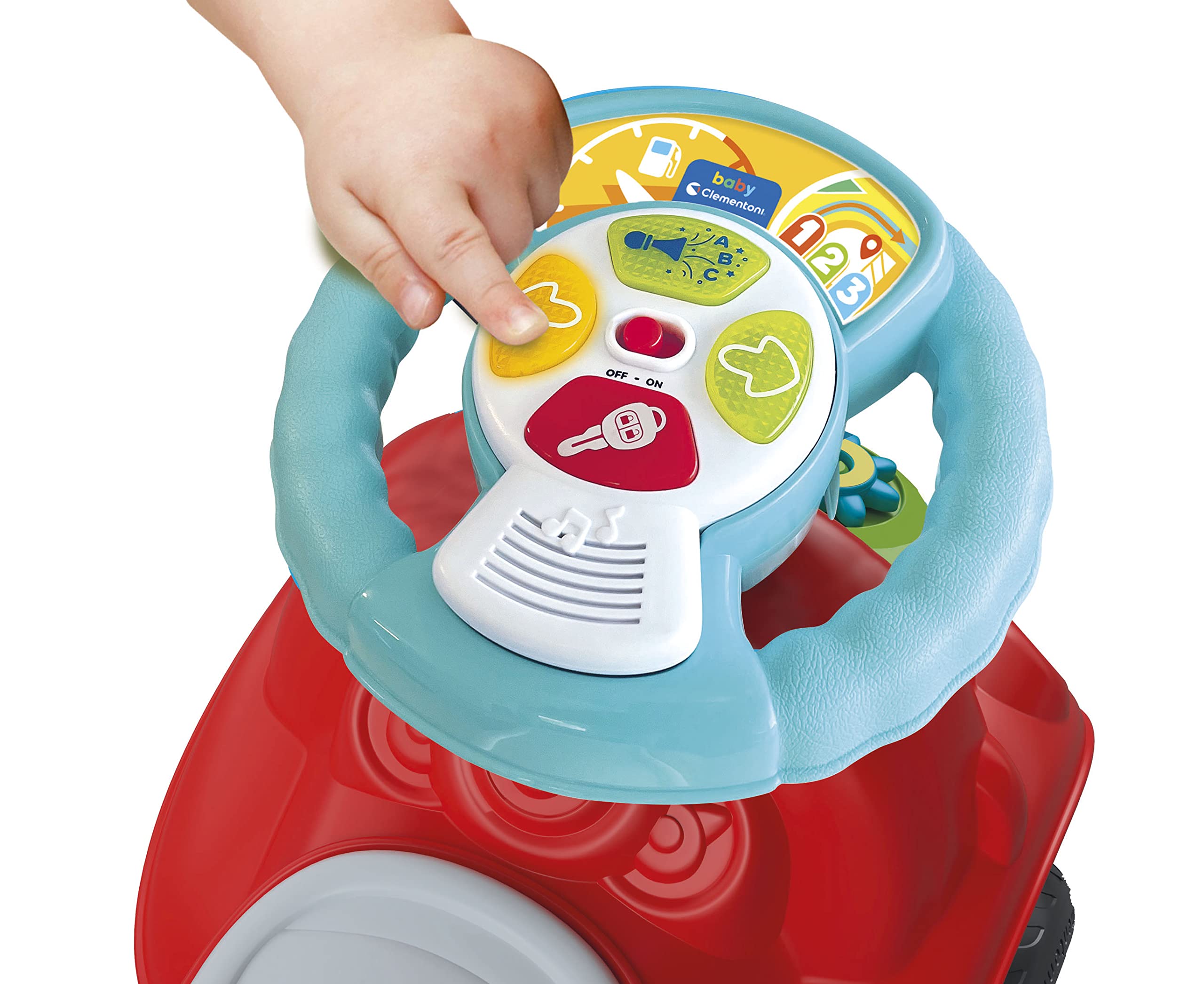 Clementoni Baby Nicolò Go Go 3 in 1, Macchinina Bambino 1 Anno, Gioco Prima Infanzia Primi Passi, Cavalcabile e Centro Attività Italiano e Inglese, Stimola Motilità e Curiosità, Made in Italy, 17747