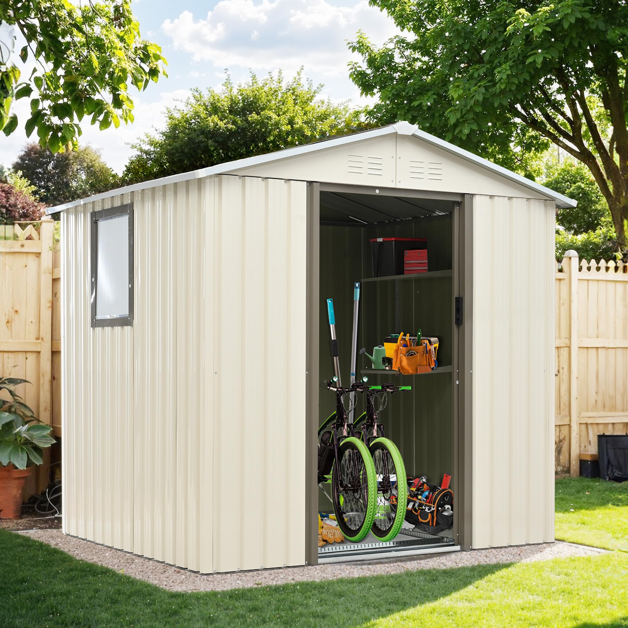 Amazon | BTM 物置 屋外 スチール 倉庫 床材補強フレーム付き 戸外収納