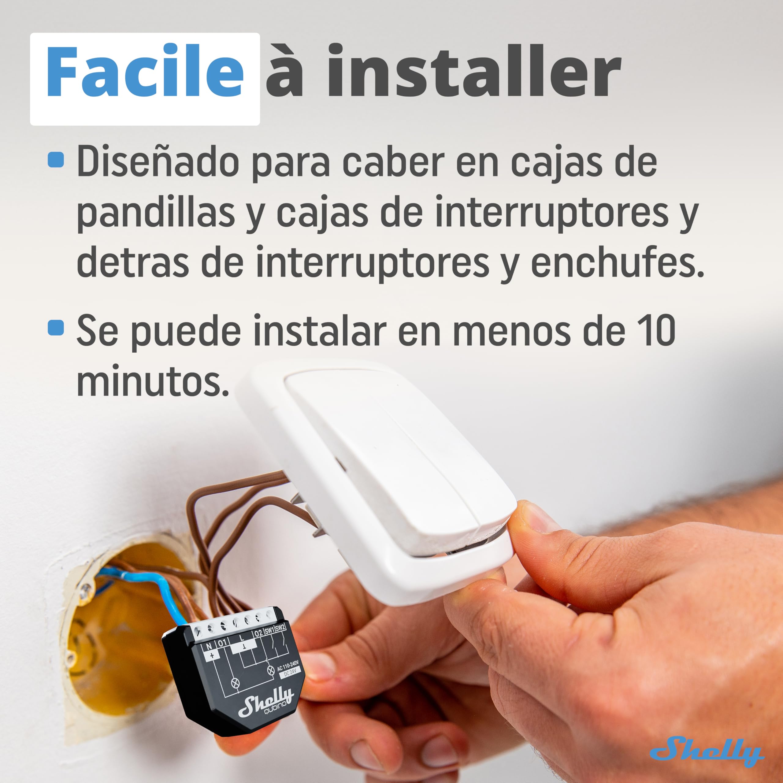 Shelly Wave 2PM- Z-wave Smart Interruptor Relé, 2 Canales 16 A, con Medidor De Consumo, Automatización Del Hogar, Necesita Z-Wave Gateway, Bajo Consumo De Energía, Amplio Alcance
