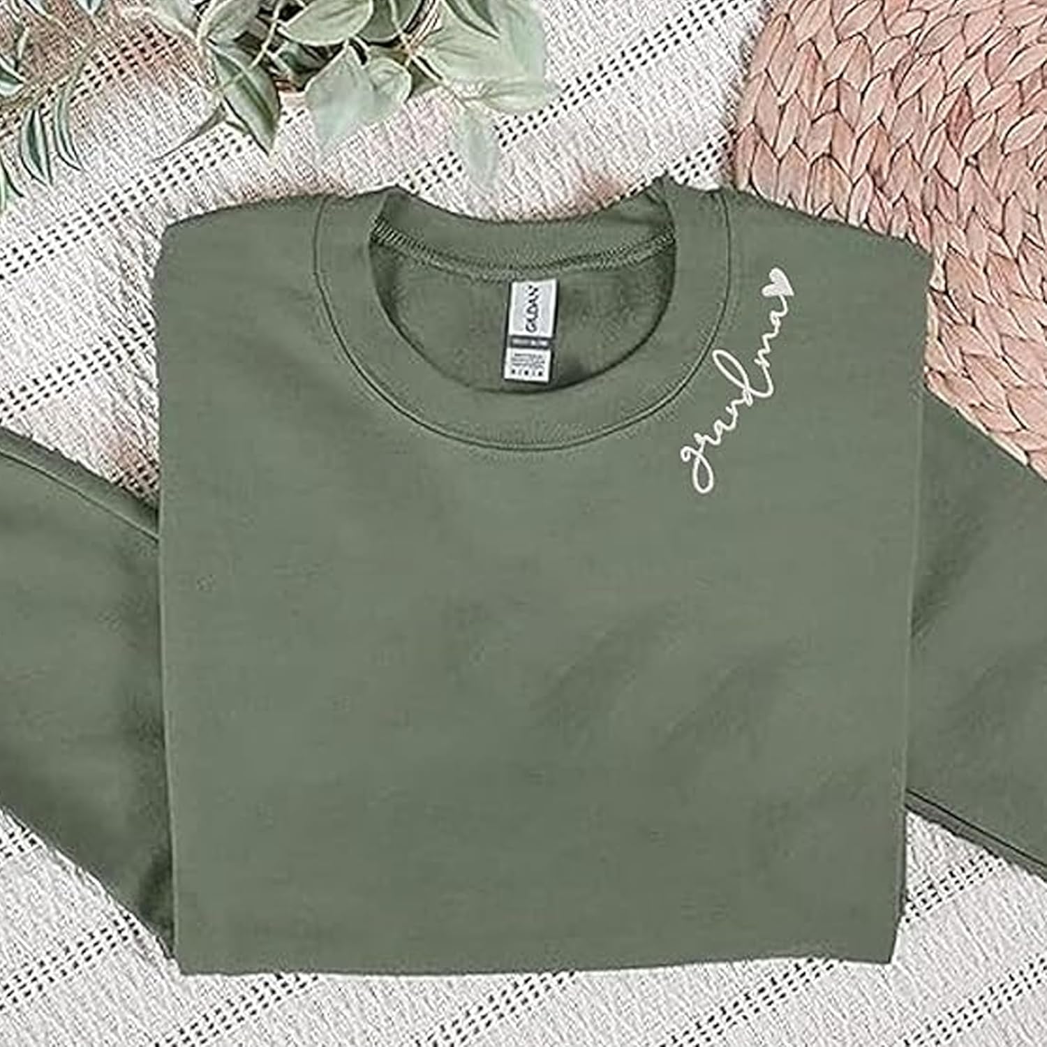 GodLover Personalized Embroidery Grandma-Nana-Mimi-Gigi-Granny With Heart Sweatshirts,Grandma Gift Mothers Day - Image 2