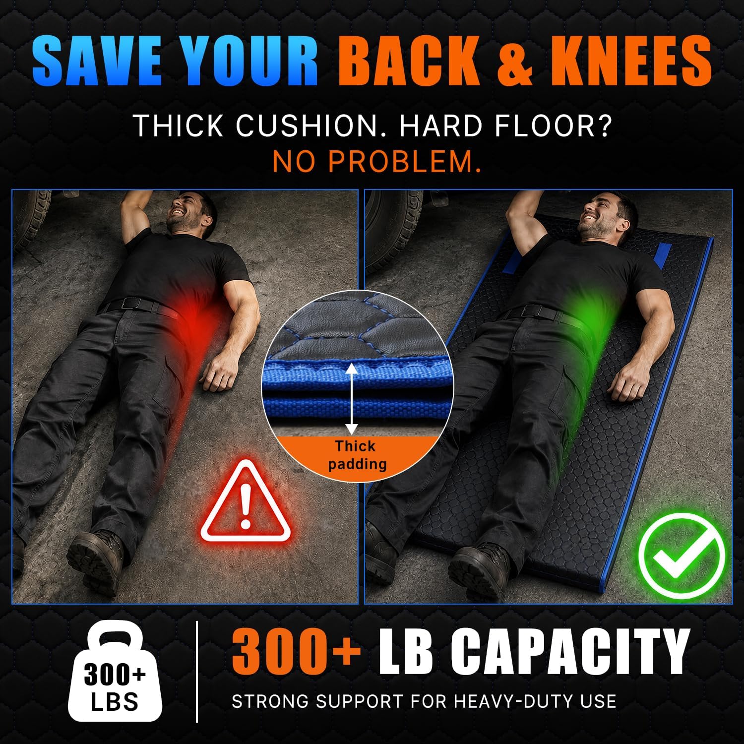 Magic Rolling Creeper Mat - Portable Mechanics Mat for Low Clearance, Slide Under Car Easily, Foldable Garage Padded Mat for Car Repair with Storage Bag, Popular Men's Gift for Father