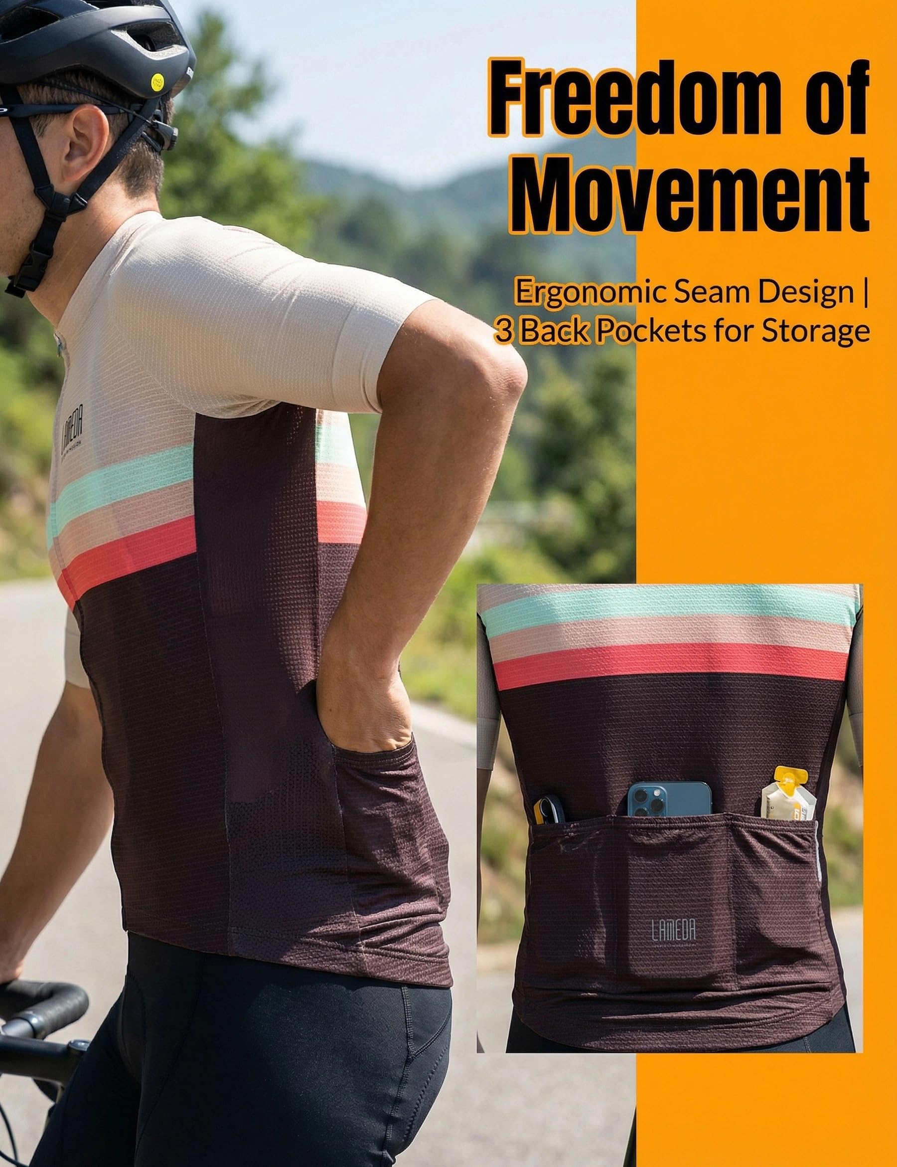 LAMEDA Maillot Ciclismo Hombre MTB Camisetas Transpirable Secado Rápido Jersey Bicicleta