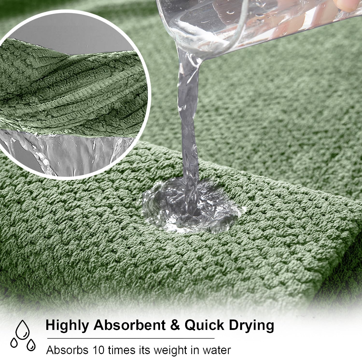 Oliven 8 Piece Green Family Bath Towel Set-2 Oversized Bath Towel Sheets,2 Hand Towels,4 Washcloths-600GSM Soft Highly Absorbent Quick Dry Beach Chair Towels Woven Towels for Bathroom Hotel and Spa - Image 5