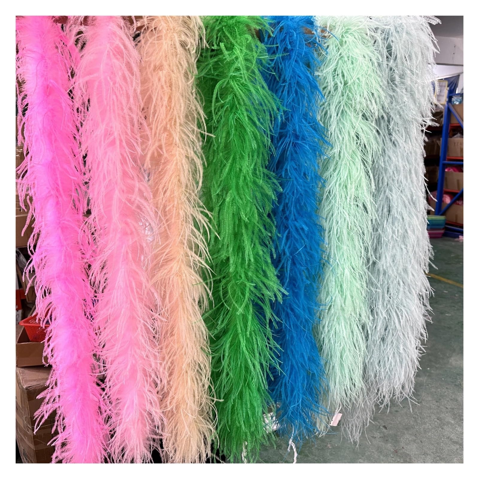 Bunte Federboas Mehrfarbige Straußenfeder-Boa, 2 Meter Straußenfeder-Schal for Party, Damenkleid, Kleidung, DIY-Dekoration, Schal(Pink)