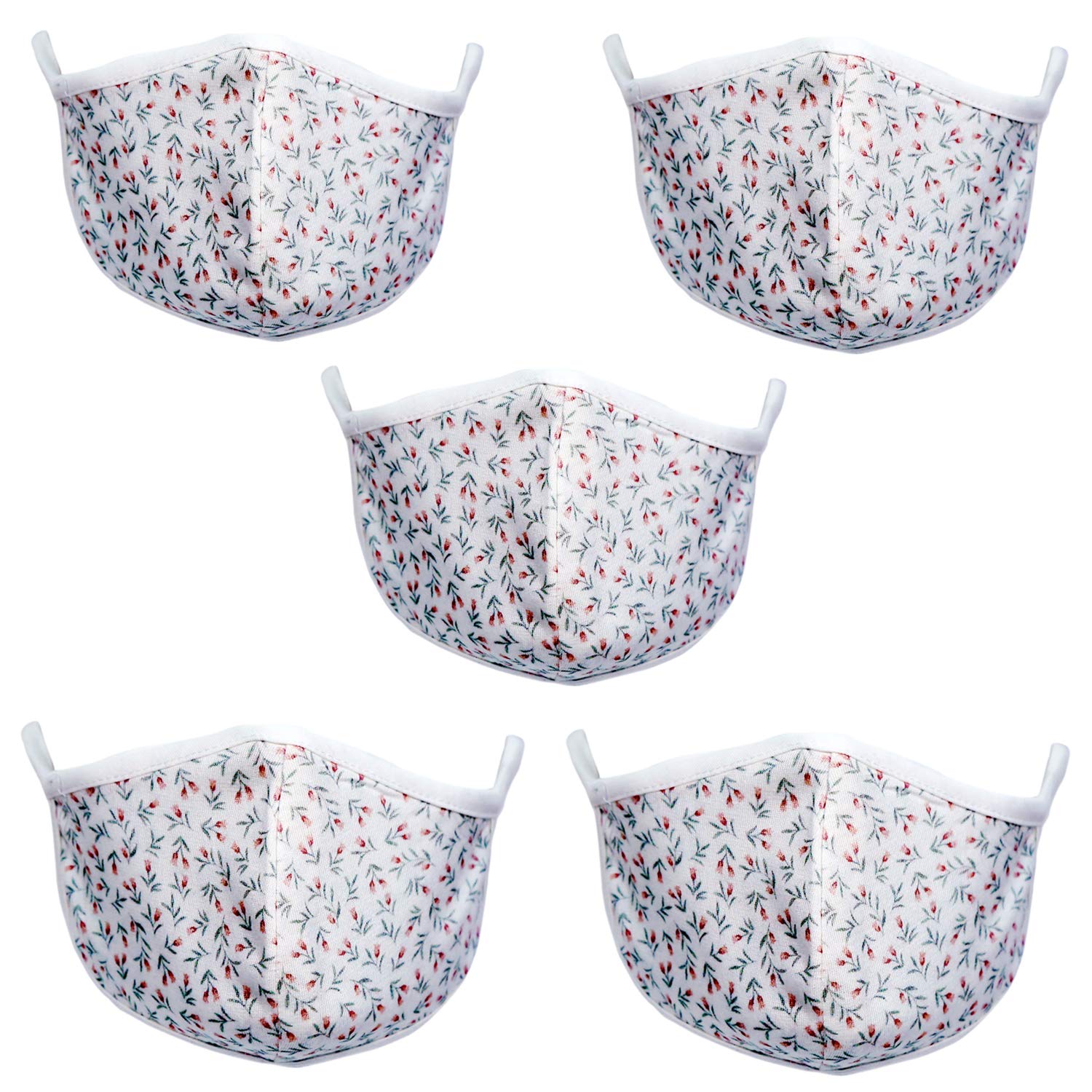 CREATIVE KIDS Unisex Washable Organic Cotton Cloth Mask, Dust Protecion Breathable Comfortable Reusable Face Masks For Boys & Girls - Pack of 5