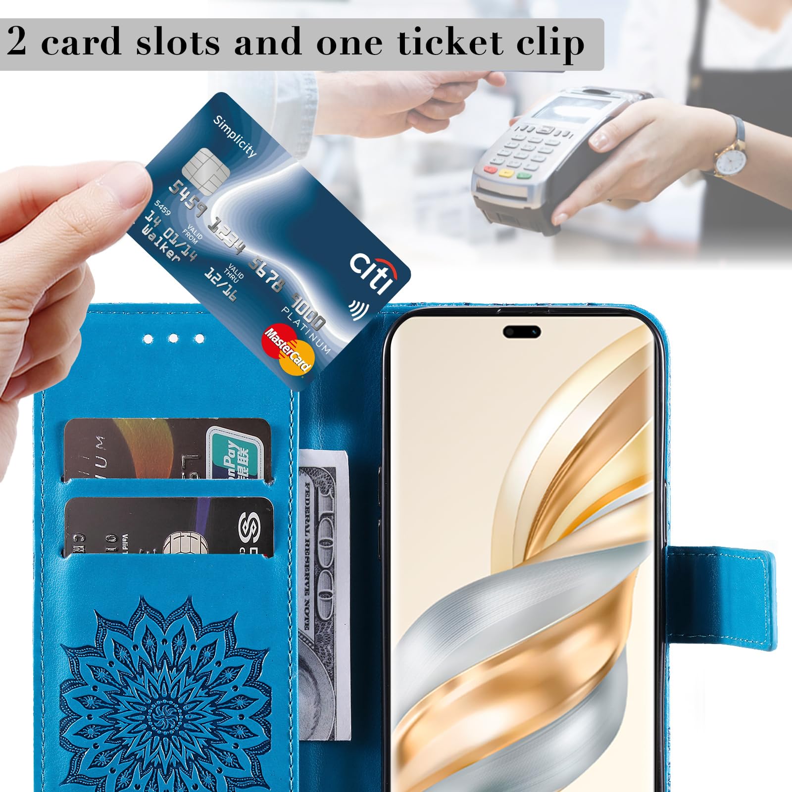 For Honor X8C, Luxury Flip Leather Wallet Stand Card Slots Soft TPU Case Cover