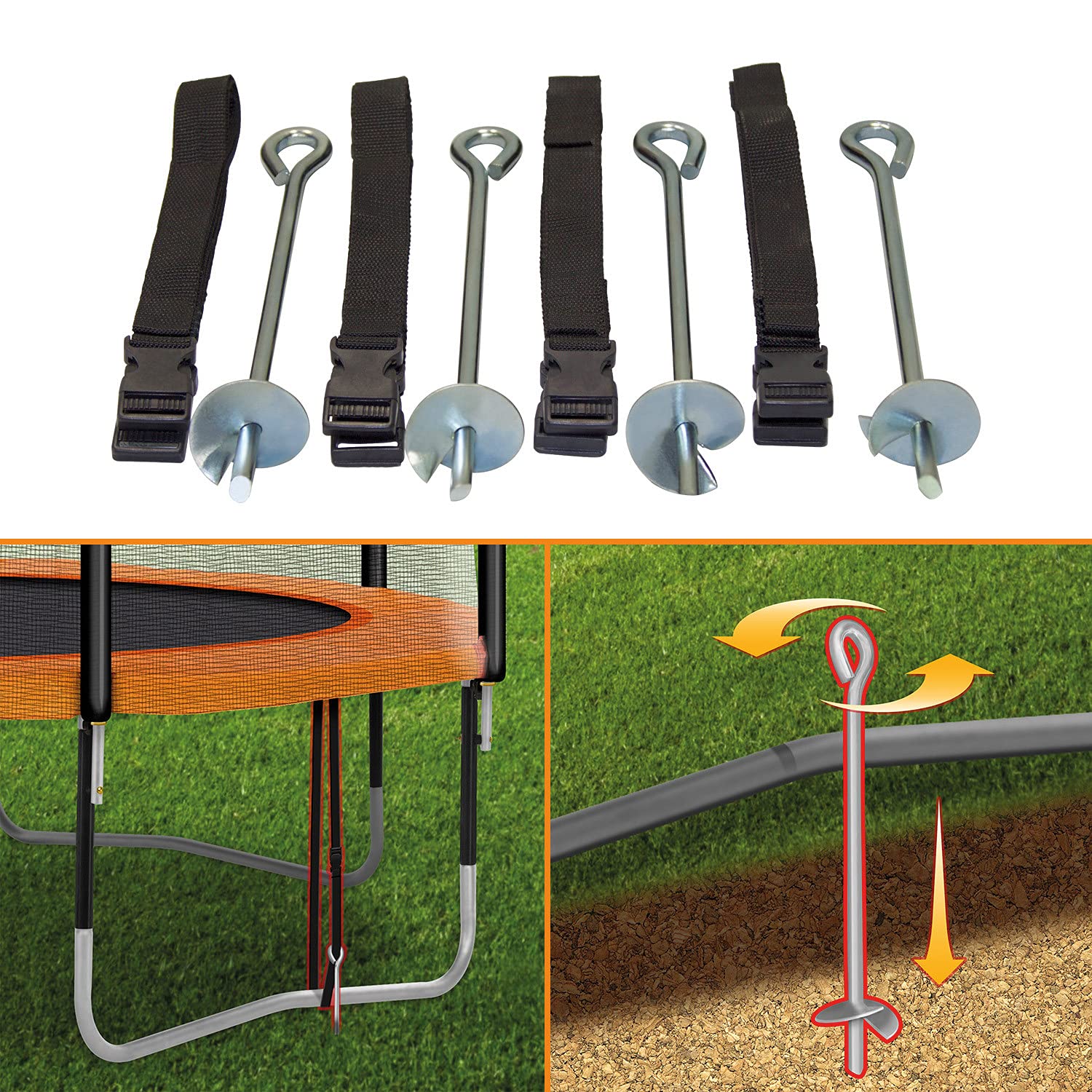 Kangui - Trampoline Rond avec Filet de sécurité, échelle, bâche et kit d'ancrage | Vert | Ø250 - Ø300 - Ø360 - Ø430cm | RALLI