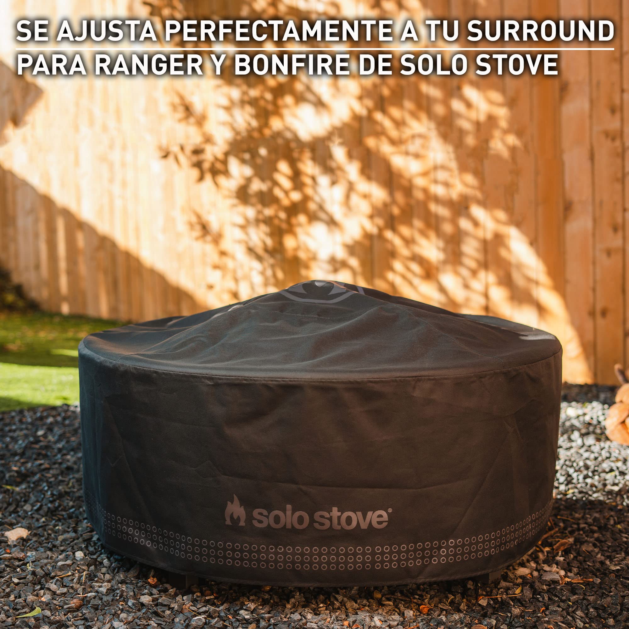 Solo Stove Cubierta para la mesa Surround, pequeña | Resistente a la intemperie, acrílico teñido en solución/revestimiento de PVC/soportes de aluminio, dimensiones: 53 x 111 cm, negro