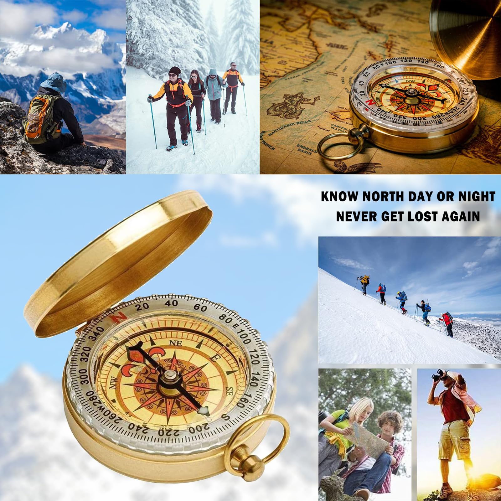 Bussola Vintage In Rame Con Funzione Luminosa - Impermeabile, Tascabile, Per Escursionismo E Campeggio - Foto 12