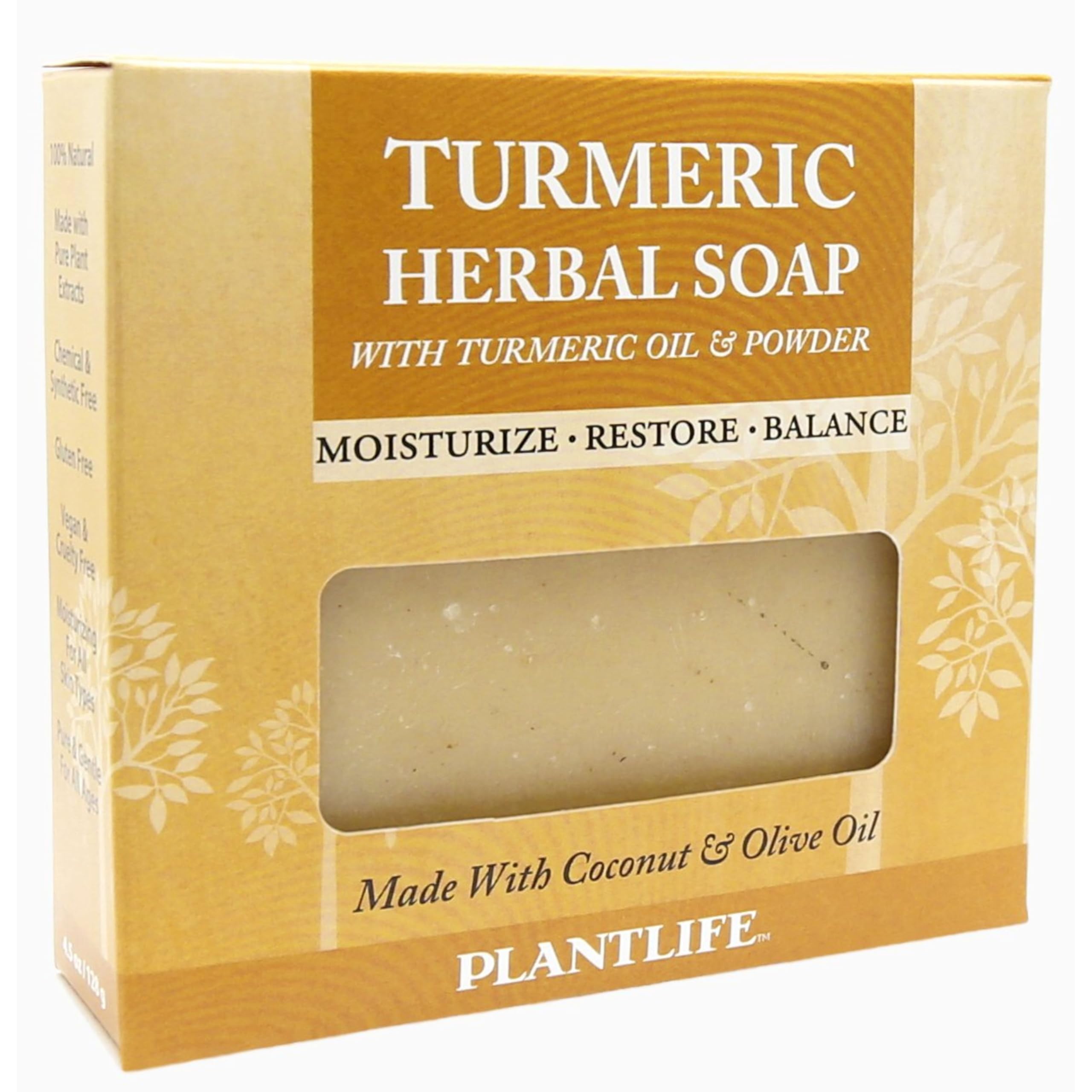 Plantlife Turmeric Bar Soap - Moisturizing and Soothing Soap for Your Skin - Hand Crafted Using Plant-Based Ingredients - Made in California 4.5oz Bar