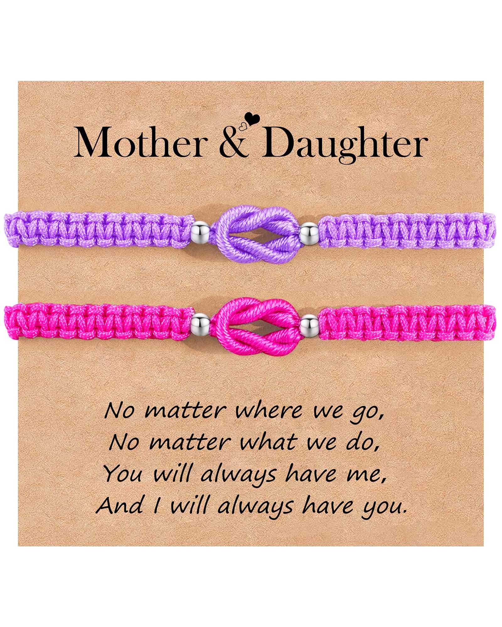 YELUWA 2 Pcs Mother Daughter/Son Bracelets, Back to School Gift
