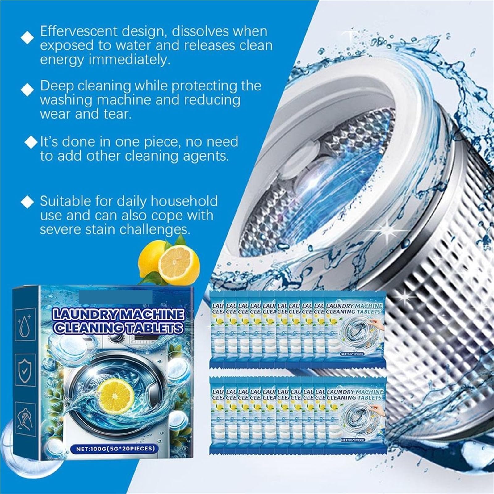 pastiglie detergenti per lavatrice Pastiglie detergenti for lavatrice(40PCS)