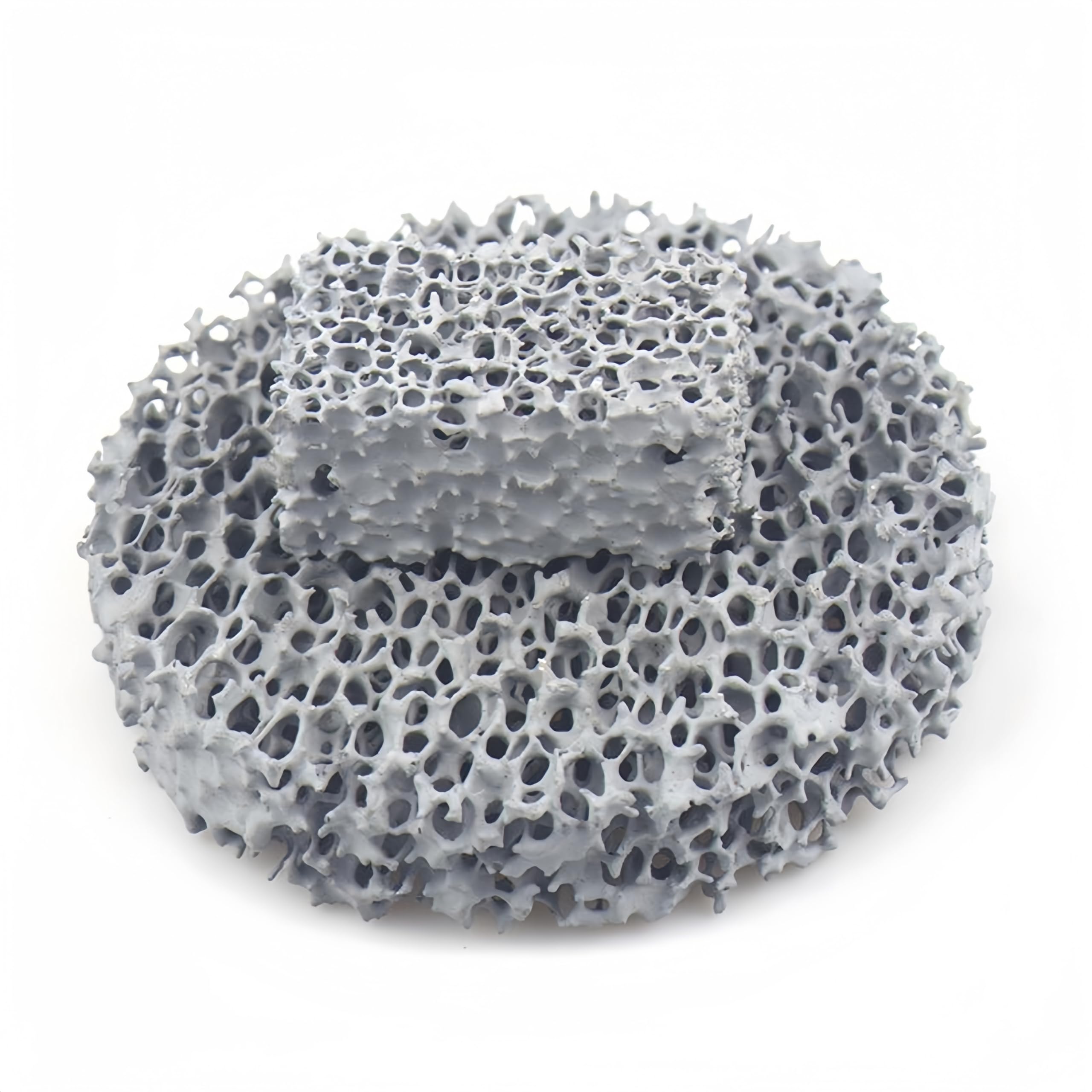 Hochtemperaturbeständiger Schaumkeramikfilter for Metallguss – Aluminiumoxid und Siliziumkarbid, 1500 °C, 1 Stück(Si c 60x60x15mm)