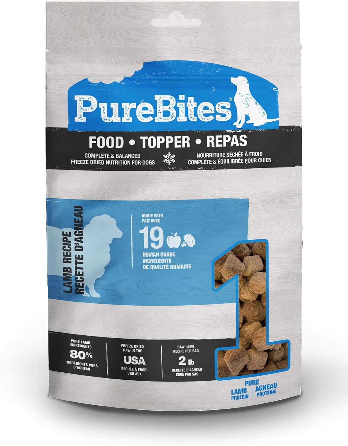 PureBites Lamb Freeze Dried Dog Food, 19 Ingredients, Made in USA, 9.5oz