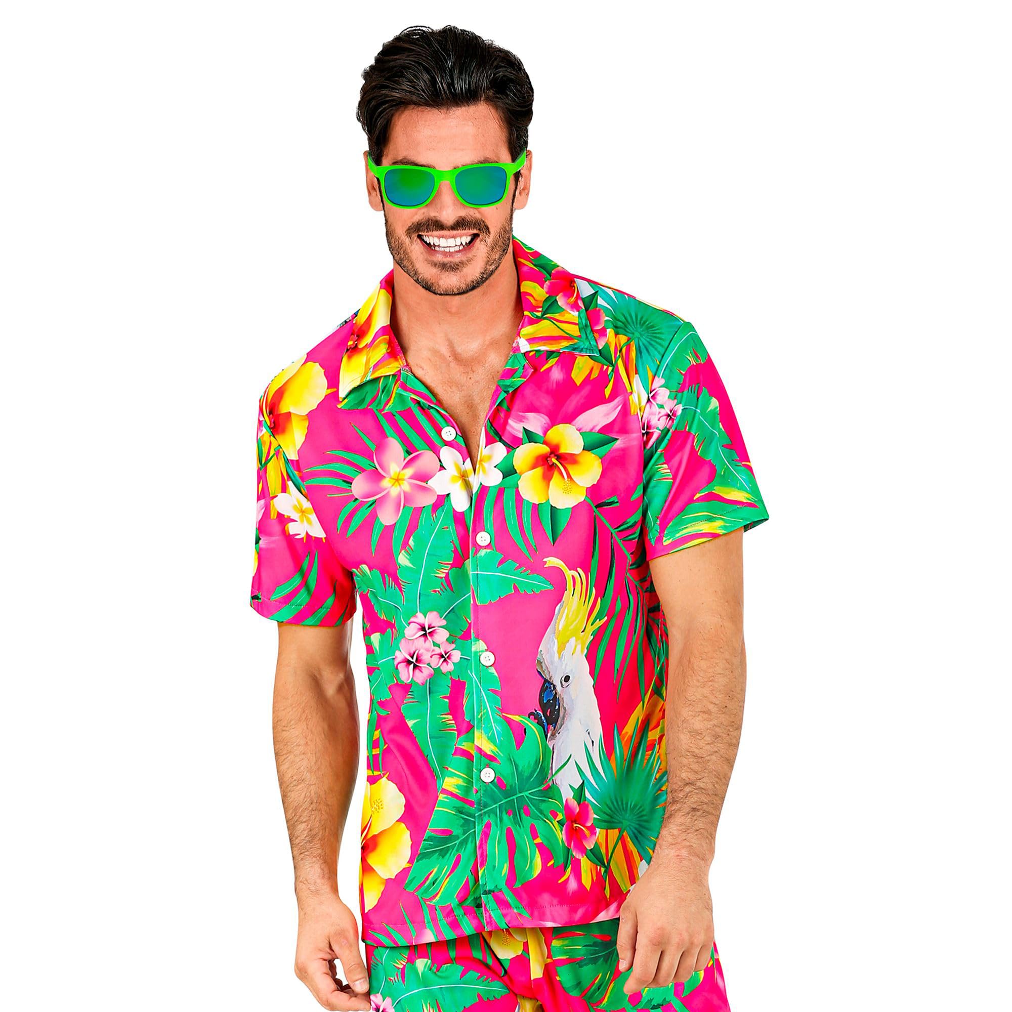 W WIDMANN MILANO Party Fashion - Sommerhemd für Herren, Kurzarm, Hawaiihemd für Karneval, Festival, Urlaub