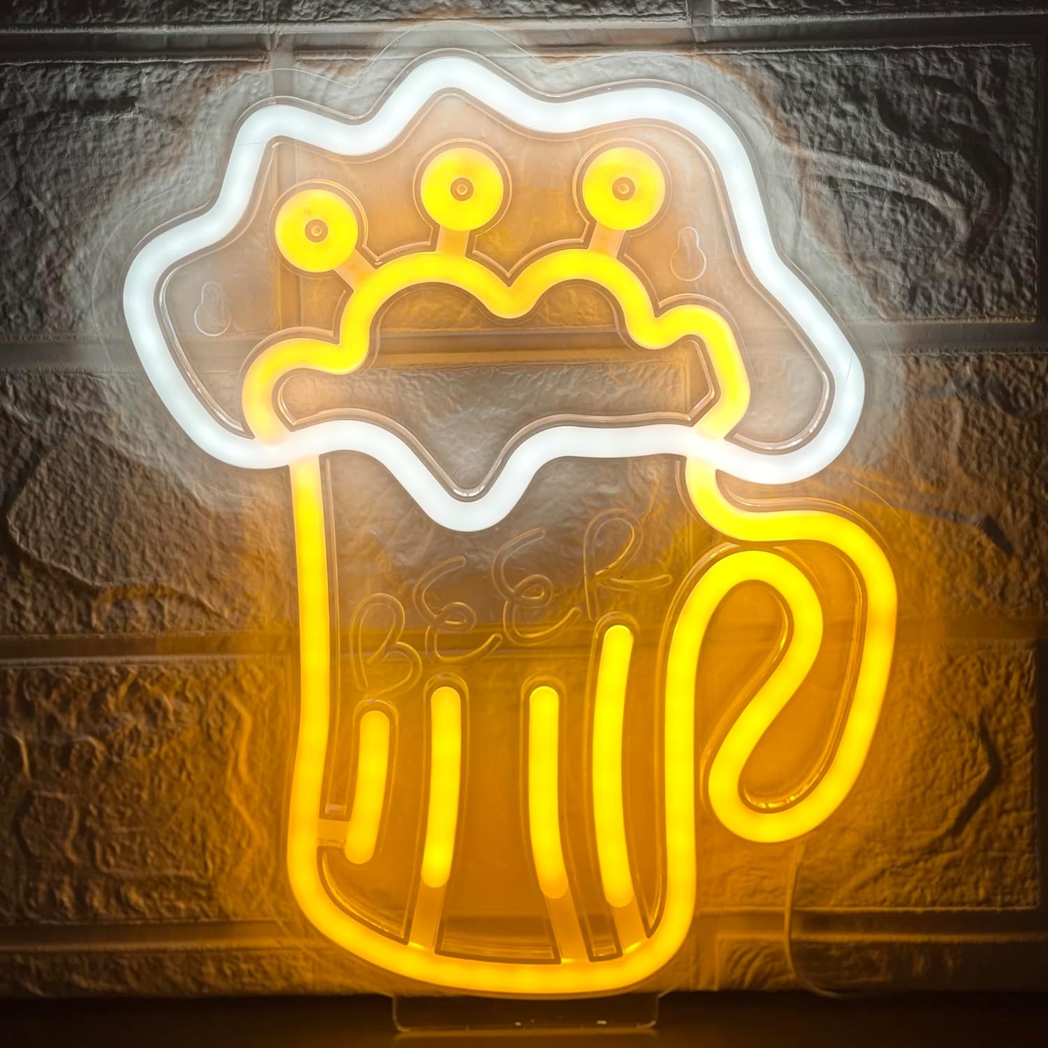 Beer Neon Sign for Wall Decor,Adjustable Brightness Led Lights Sign,Colorful USB Powered Neon Light for Home Beer Bar Club Pub Party Restaurant(Orange and White)
