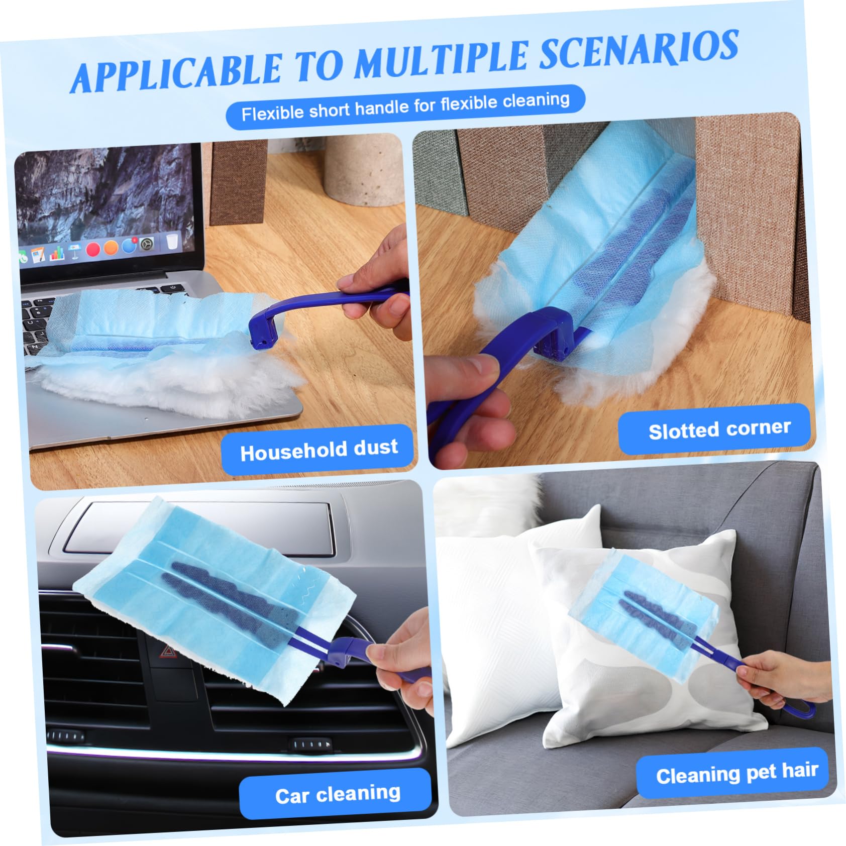 Gatuida 3juegos Plumero Electroestático con Recambios para Limpiar Muebles Ventanas y Coches Mango Ergonómico Mango