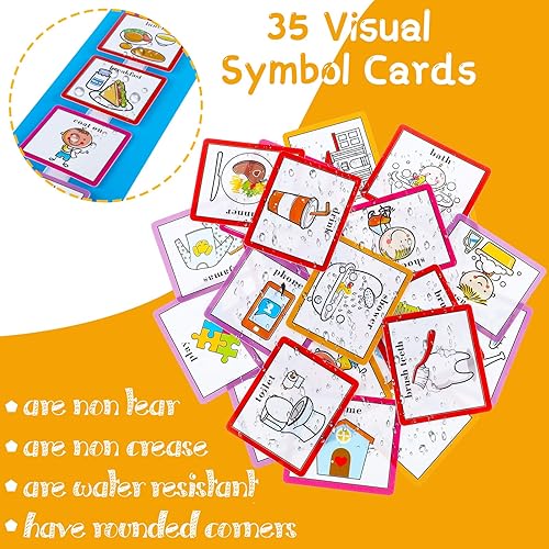 Miniatura 4 de 35 tarjetas visuales de horario, tarjetas de rutina, tabla de tareas en el hogar, materiales de aprendizaje para autismo, con 35 puntos de gancho y