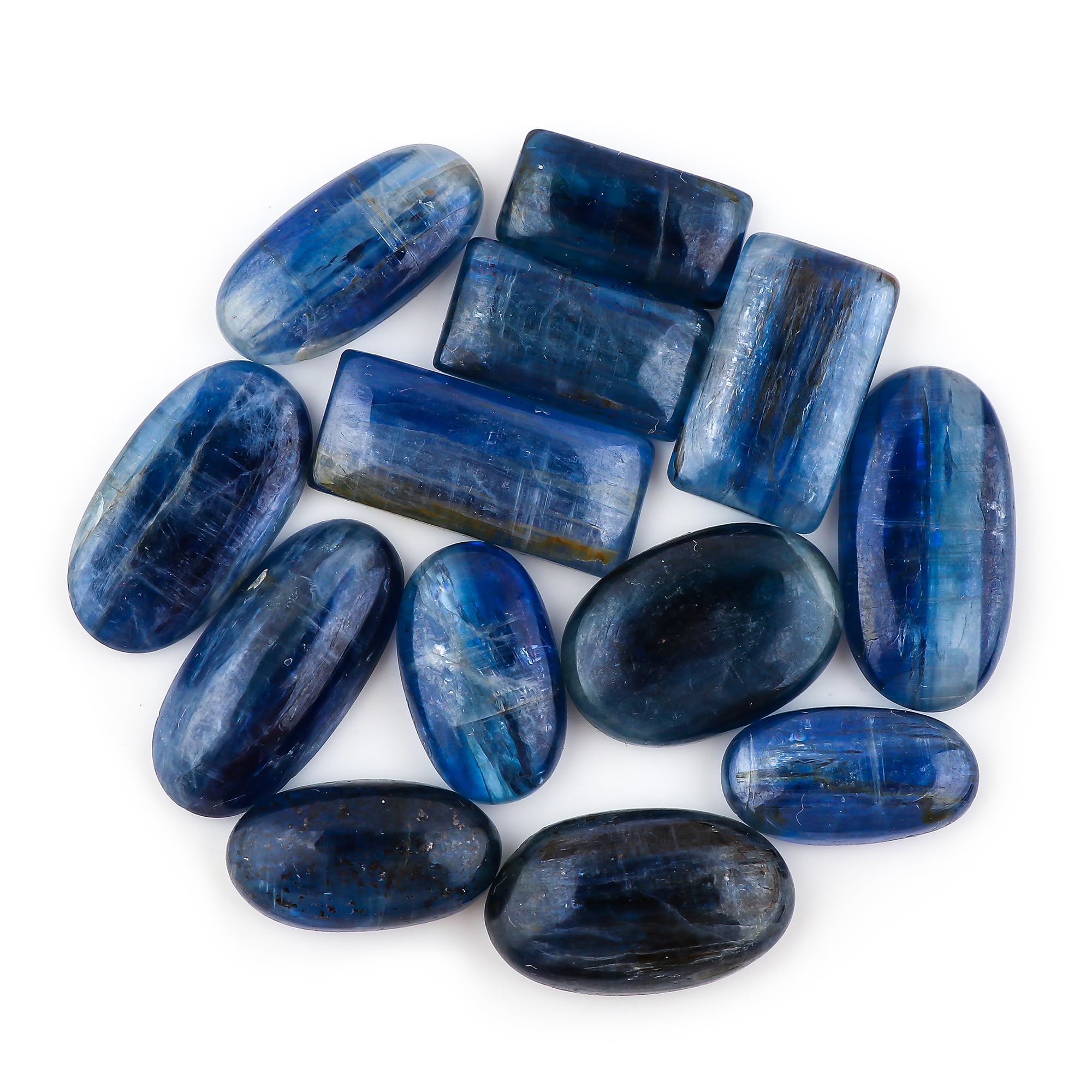 GEMKORA Natural Blue Kyanite Gemstones Wholesale Cabochons for Jewelry Making | 4-5pcs | 15-20mm