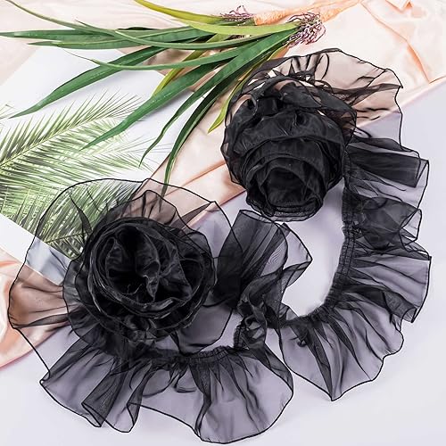 Miniatura 7 de ANCIRS Tela de encaje plisada con volantes de organza de 9 yardas para decoración de cuello, mangas, almohada, disfraz de Halloween, cosplay,