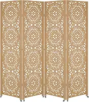4 Biombo Com Rodinha Painel Repartido Divisoria de Ambiente Decoração Rodizio (Mandala)