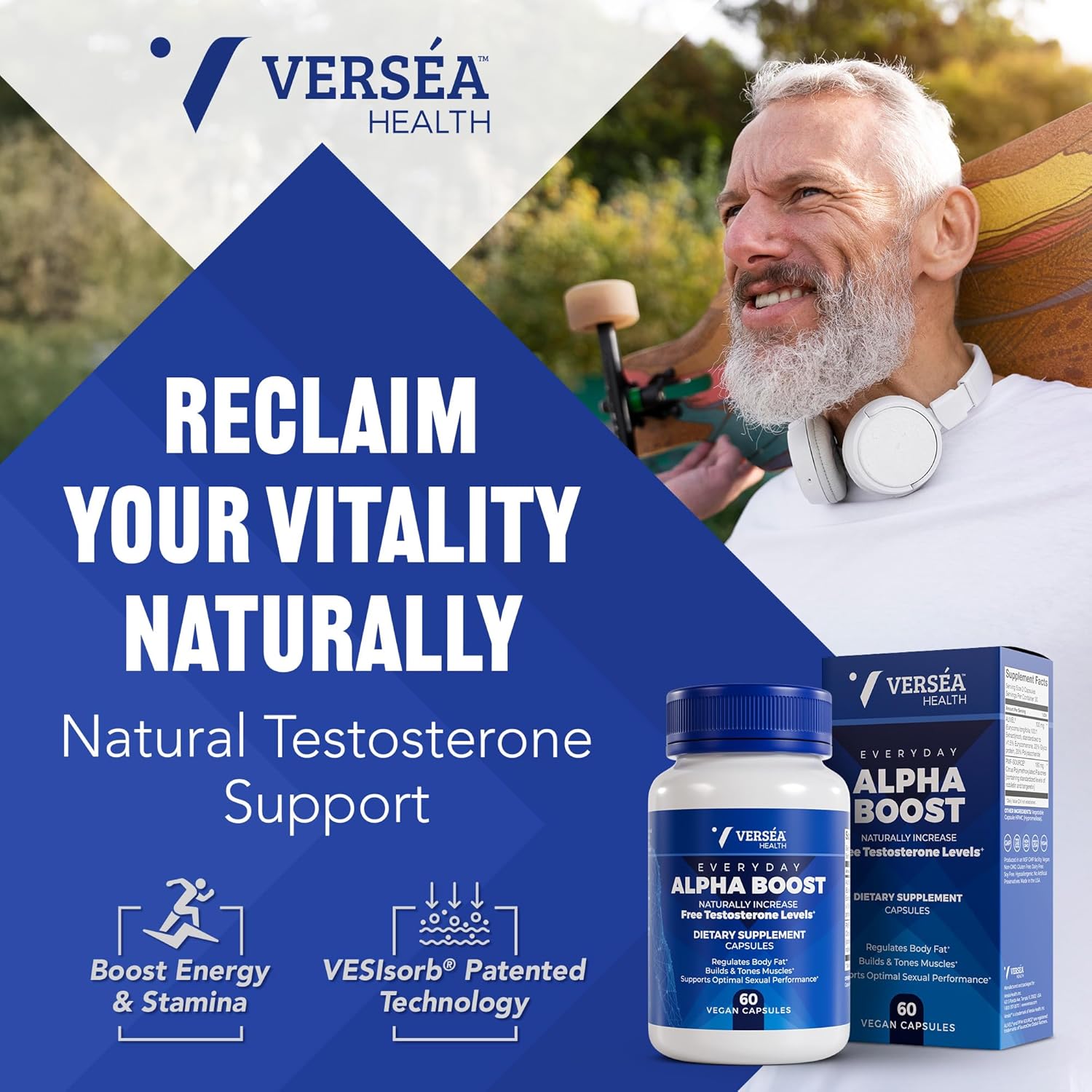 Alpha Boost – Natural Free Testosterone Support, Energy, Stamina, Endurance & Vitality for Men & Women, Multivitamin for Healthy Aging & Performance & Utilizes VESIsorb® (60 Ct) - Image 2