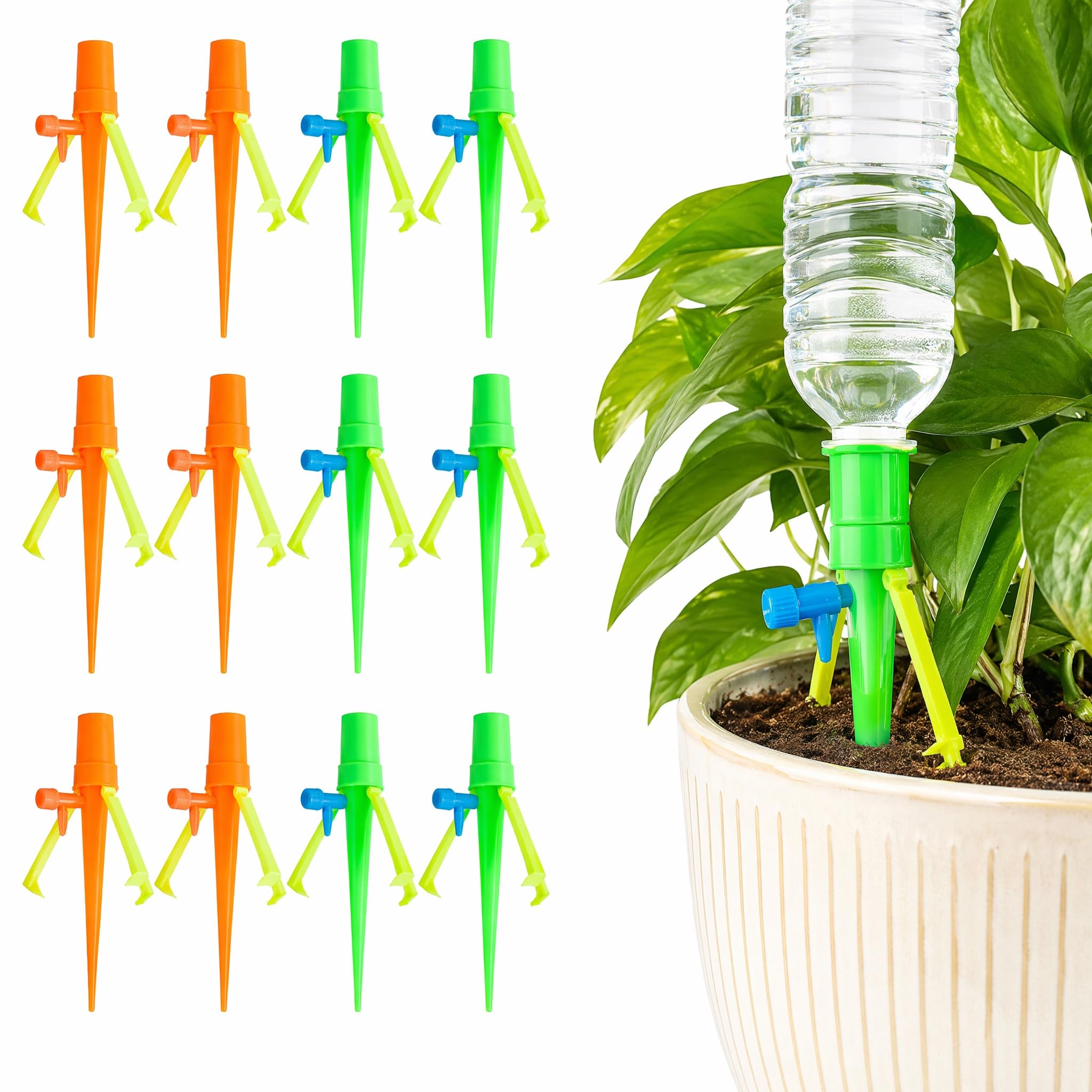 12Pcs Self Watering Spikes, Plant Watering Devices with Anti Tilt Bracket