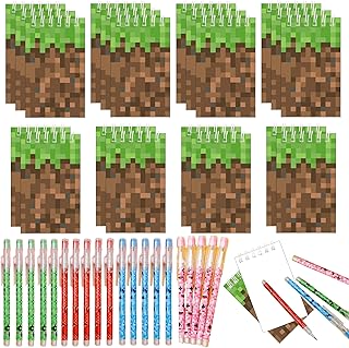 40 PCS Pixel Theme Party Favors | Mini Party Supplies 20 Pencils & 20 Mi...