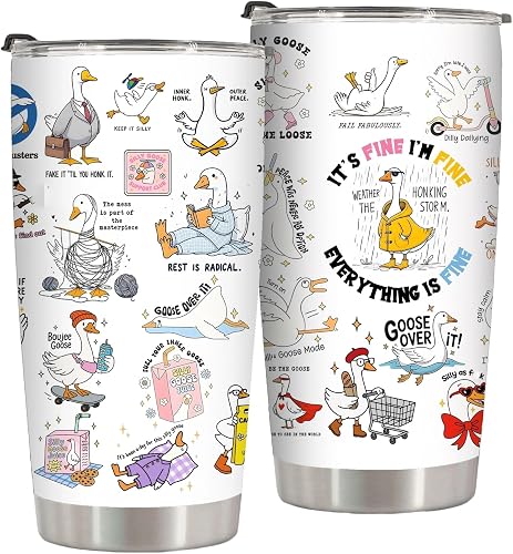 It's Fine I'm Fine Silly Goose Tumbler 20 Oz Insulated Coffee Mugs,Goose Gifts for Gooses Lovers Women Men,Funny Birthday Gifts for Women Mom Friends,1 Pcs