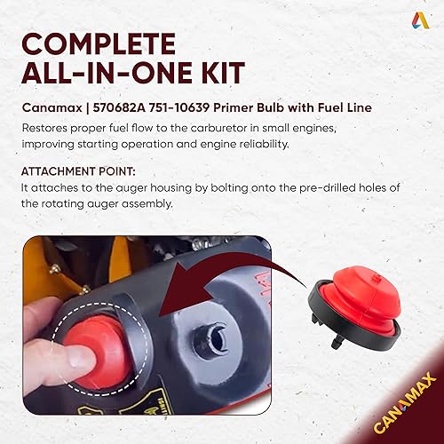 Miniatura 4 de CANAMAX 570682A 951-10639A Primer Bulb with Fuel Line - Compatible with Craftsman MTD Tecumseh Cub Cadet Troy Bilt Yard Machine Snow Blower