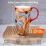 Topadorn 2-Pack 17oz Tasses de voyage en céramique avec lids – Micro-ondes & Lave-vaisselle sans danger, tasses de thé réutilisables pour chocolat chaud, fleurs et oiseaux