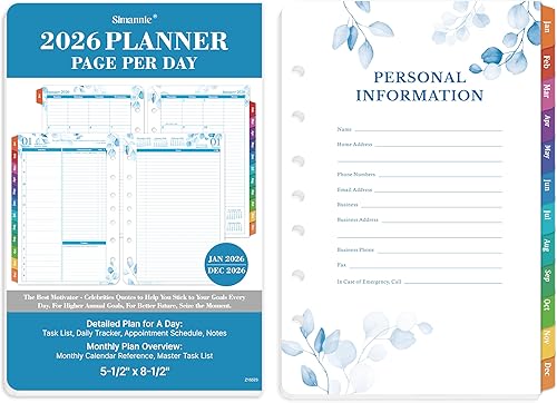 Miniatura 5 de Recambios de planificador 2024-2025  julio 2024  junio 2025, planificador diario y mensual de dos páginas por día, 8.38 x 5.51 pulgadas,