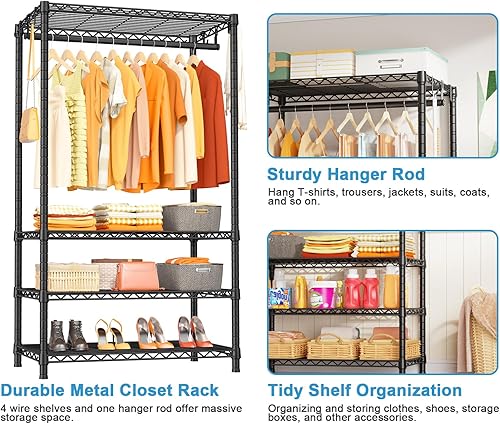 Miniatura 6 de Ulif H4 - Armarios portátiles, perchero de metal de 4 niveles para dormitorio y guardarropa, almacenamiento y organizador de armario, 35.4 pulgadas