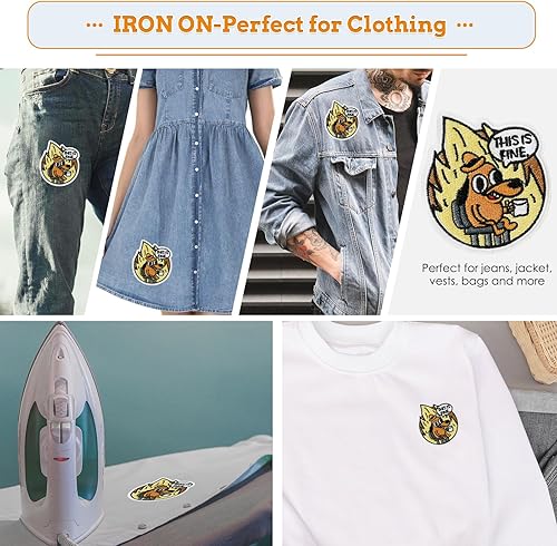 Vista 11 de This is Fine Dog Patch, 1 parche bordado con meme divertido, parche táctico militar moral con cierre de gancho, bonitos accesorios de apliques