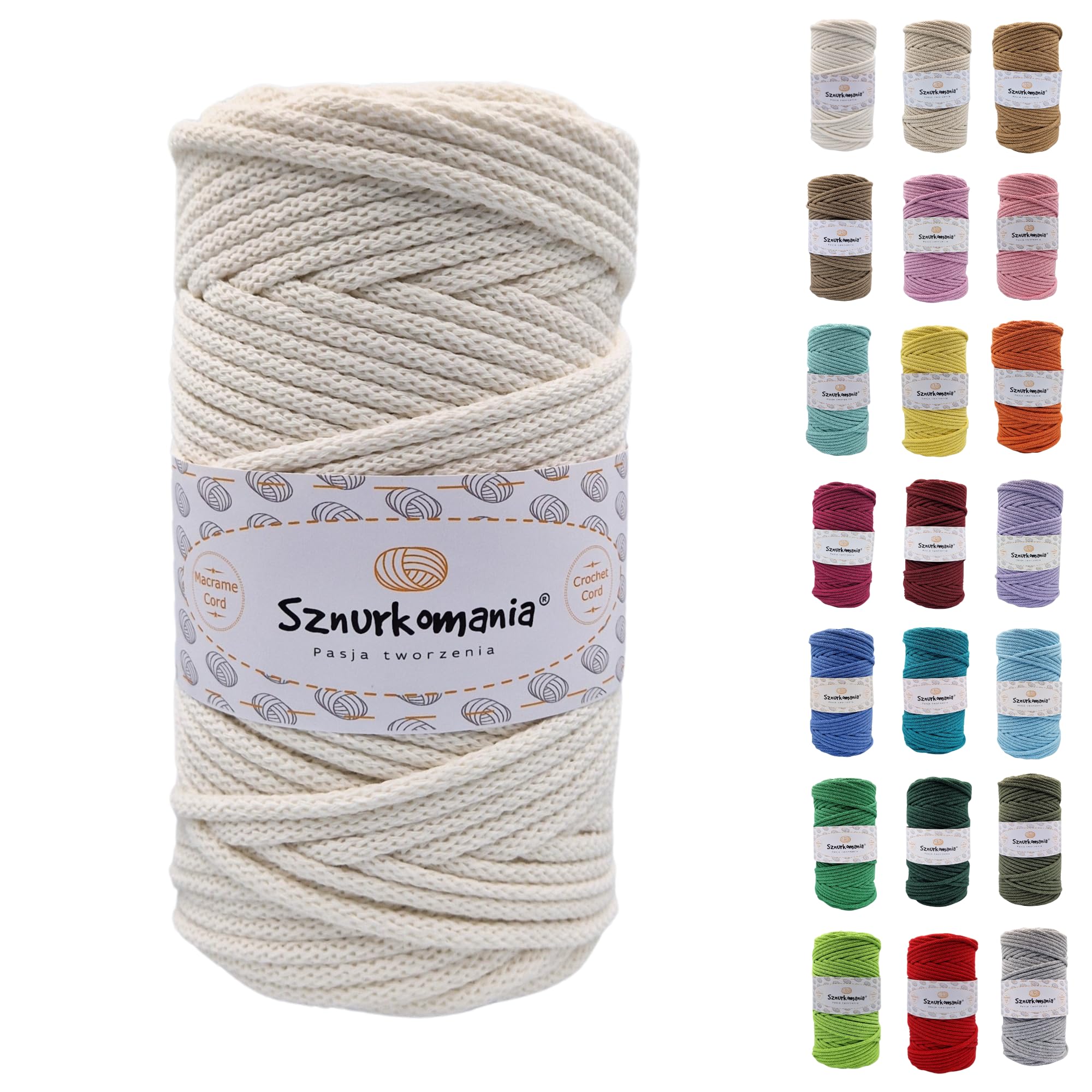 Cotton Cord 5mm 100m, 46 Colors, Color Light Grey, Macrame Cord, Macrame Yarn, Cotton Yarn, Braided Cotton Cord 5mm with core, Crochet Cord, Macrame Accessories, Macrame Rope